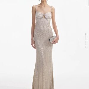 Self Portrait Rhinestone Mesh Maxi Dress